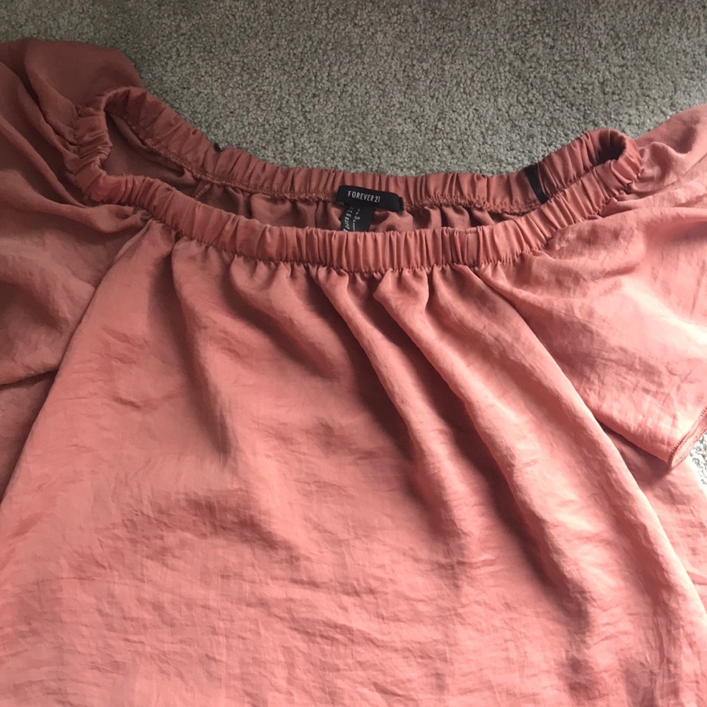 forever 21 rust flowy off the shoulder crop top